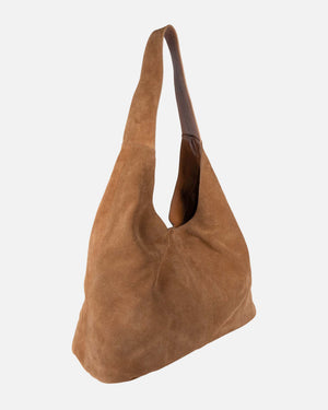 Sabel Suede Leather Shoulder Bag in Camel