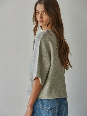 Knit Sweater Quarter Sleeve Button Up Cardigan Top