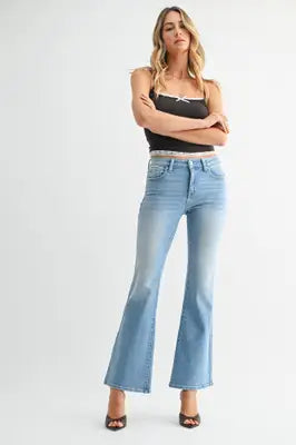 Just Black Denim Low Rise Flare in Light Denim