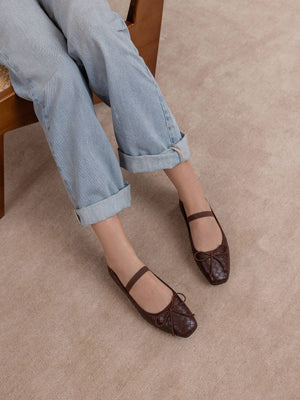 The Logan Coffee Woven Ballet Flat