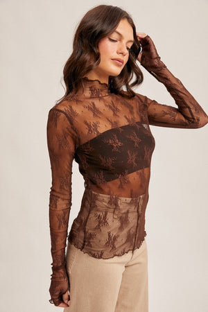 Rowan Lace Long Sleeve in Black Coffee