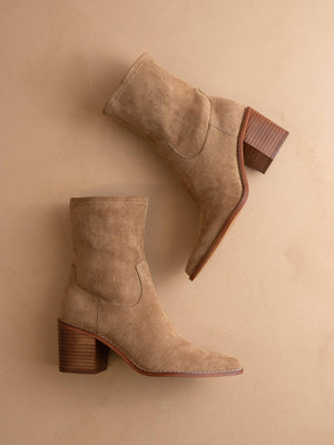 The Vienna Suede Brown Latte Sleek Ankle Hugging Boots
