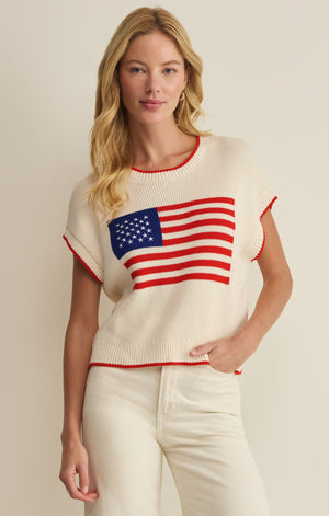 Z Supply Sleeveless Patriot Sweater in Cloud White