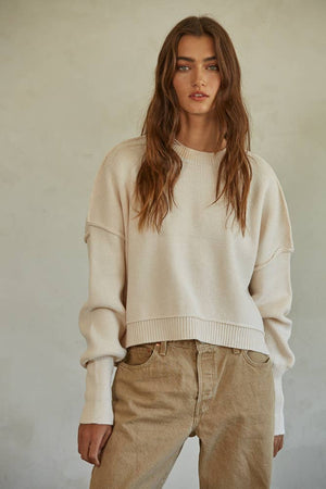 By Together Cropped Knit Sweater in Natural