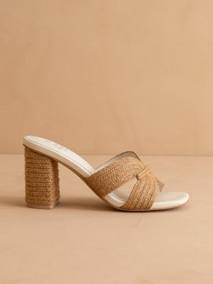 The Santiago Toffee Raffia Summer Heel