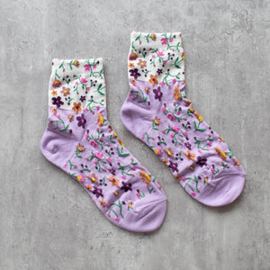 Floral 2 Tones Casual Socks