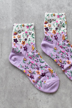 Floral 2 Tones Casual Socks