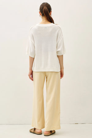 Oversize Cut Sweater Top with Raw Edge