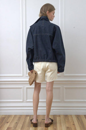 Funnel Neck Jacket in Dark Denim
