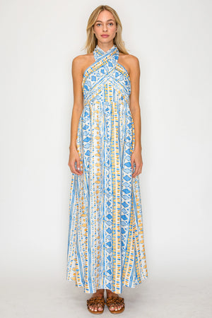 Aegean Rhythm Halter Dress