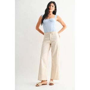 Almond Twill Straight Leg Trouser Pant