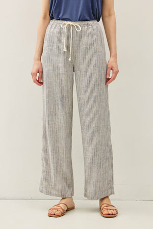 Stripy Linen Wide Leg Pants