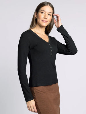 Solara black Henley Top