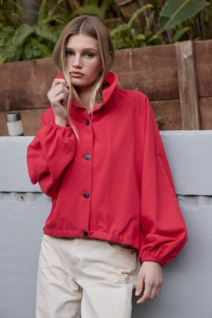 Poppy High Neck Button-Up Jacket
