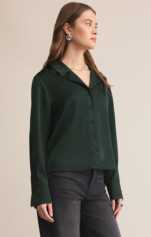 Z SUPPLY Ana Satin Top in Garland Green