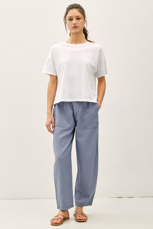 Garment Dye Cotton Slub Drop Shoulder Boxy Crop Tee