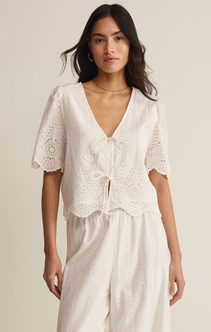 Z Supply Oceanside Embroidered Top in White