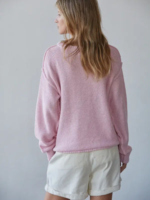 Knit Crew Neck Baby Pink Sweater