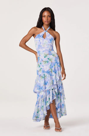 ASTR The Label Bethina Blue Floral Dress