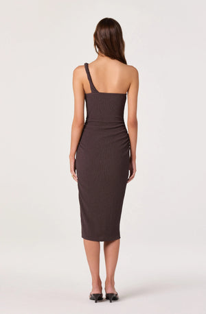 ASTR The Label Candela Brown One Shoulder Dress