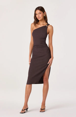 ASTR The Label Candela Brown One Shoulder Dress