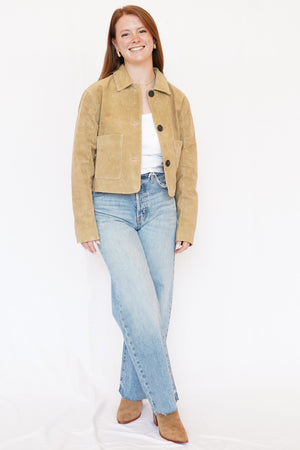 Blank NYC Suede Crop Jacket in Cinnamon Crunch