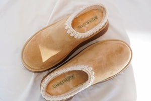 The Brandi Platform Slipper Mule in Almond