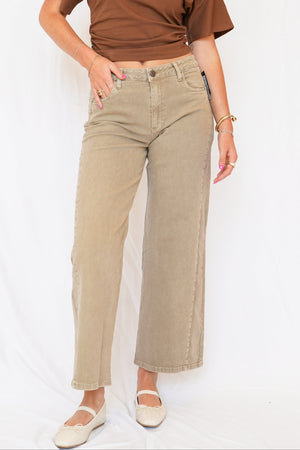 KUT Meg High Rise Wide Leg Side Panel Jean in Milk Tea