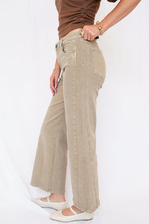 KUT Meg High Rise Wide Leg Side Panel Jean in Milk Tea