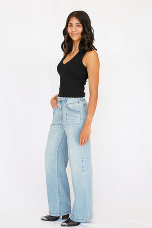 KUT Jodi High Rise Front Princess Seam Pant in Core