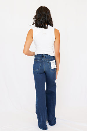 KUT Meg High Rise Wide Leg With Patch Pockets Reg Hem Jean in Cheerfully