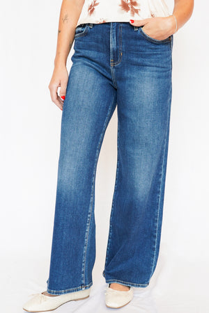 High Rise Wide Leg Dark Denim Jeans