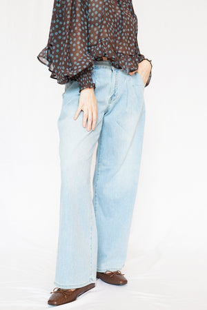 Just Black Denim Pleated Trouser Jeans Lightwash