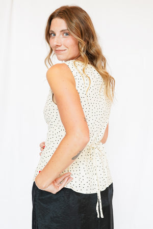 Taylor Polka Dot Cowl Neck Sleeveless Top