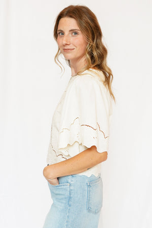 Cairo Eyelet Top in Cream