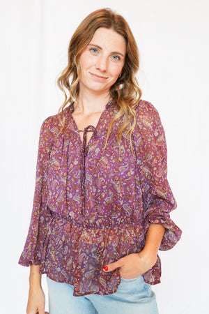 Colette Blouse in Wine