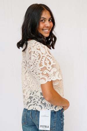 Cabellero Carmen Top in Natural Lace