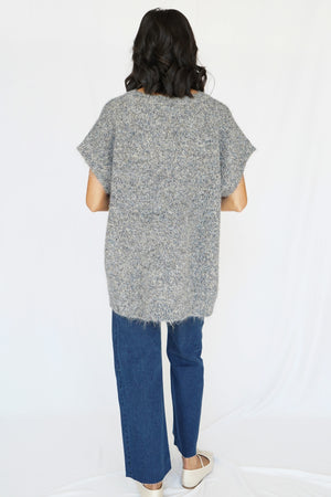 Katie Oversized Sweater Vest in Denim Blue