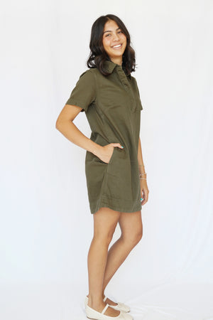 Macayle Denim Dress in Olive