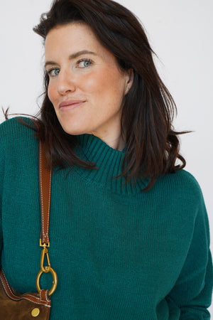 Ellie Mock Neck Sweater in Pine
