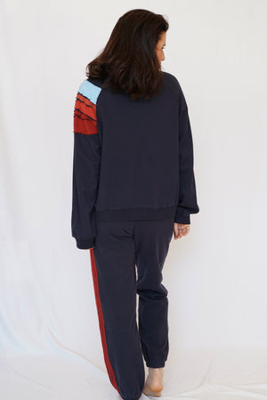 Miley Stripe Sweatshirt in Navy