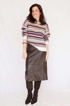 Sienna Faux Leather Pencil Skirt in Brown