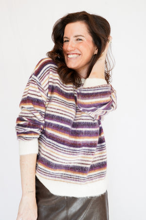 Bella Dahl Crew Neck Sweater in Ember Stripe