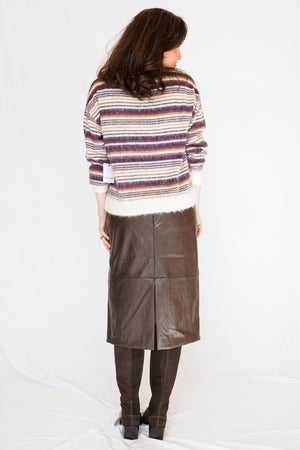 Sienna Faux Leather Pencil Skirt in Brown