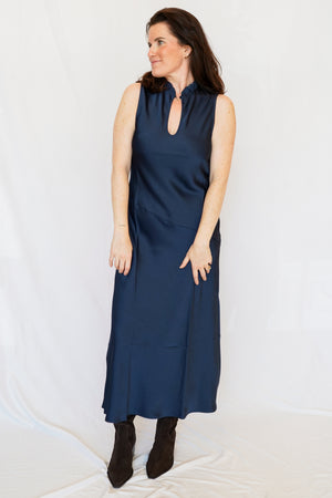 North Satin Dress in Navy