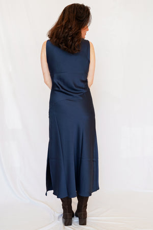 North Satin Dress in Navy