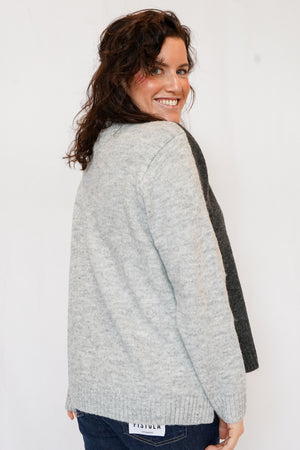 Two Toned Sweater in Grey