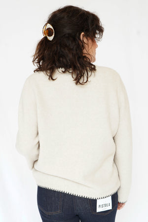 Picot Stitch Cardigan in Ecru