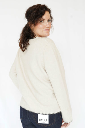 Picot Stitch Cardigan in Ecru