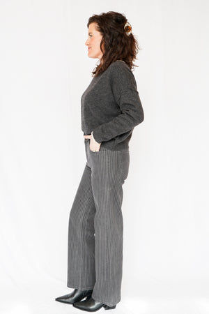 Just Black Denim Grey Stripe Straight Leg Pants